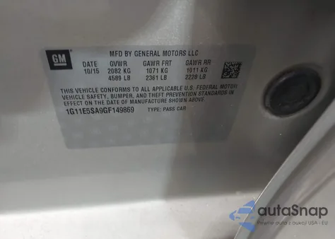 2016 Chevrolet Malibu Limited Ltz from USA, damaged, VIN 1G11E5SA9GF149869